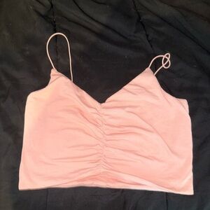 Garage Pink Ruched Spaghetti Strap Top